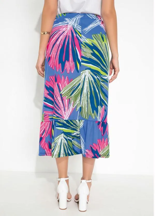 Moda Pop - Saia Folhagem Cintura Alta com Fenda 2