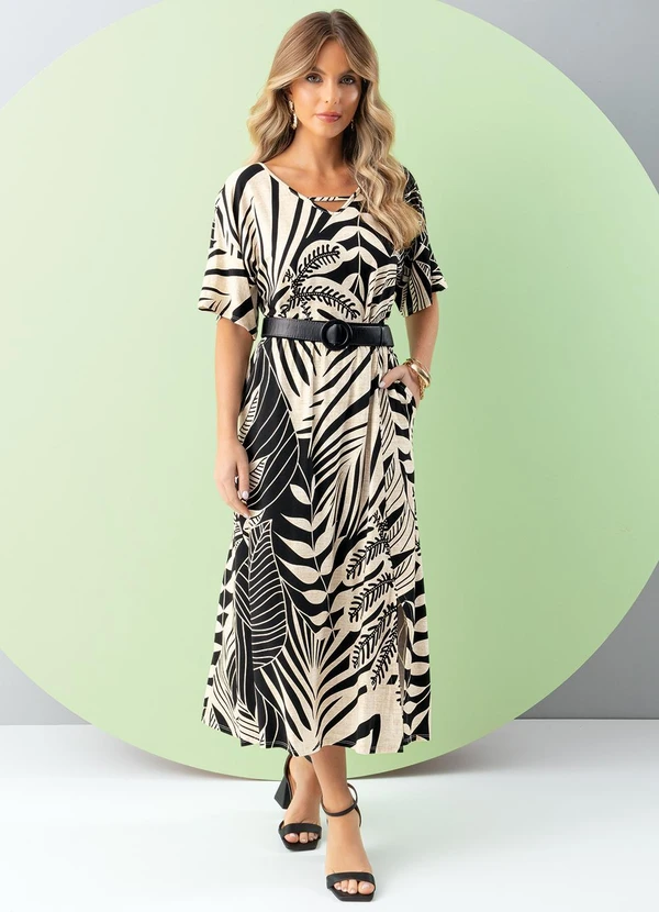 Quintess - Saia Folhagem Linho em Malha de Viscose 4