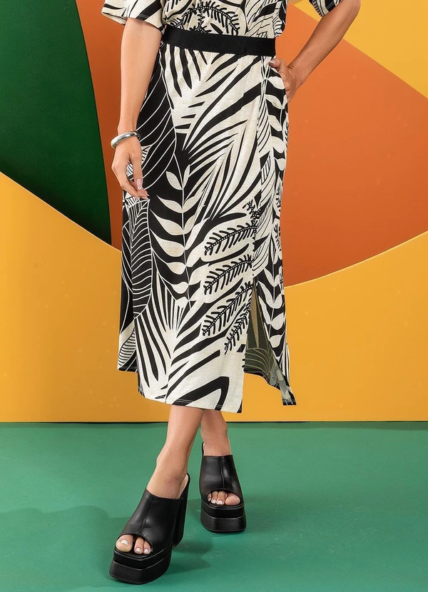 Quintess - Saia Folhagem Linho em Malha de Viscose 6