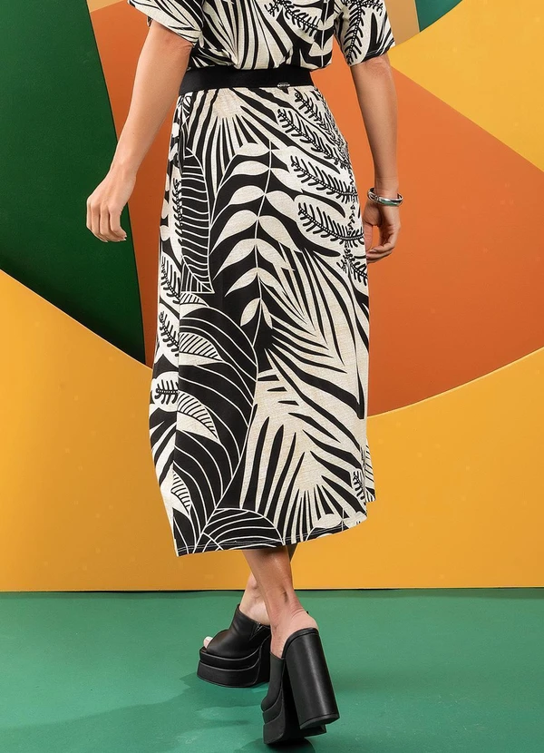 Quintess - Saia Folhagem Linho em Malha de Viscose 7