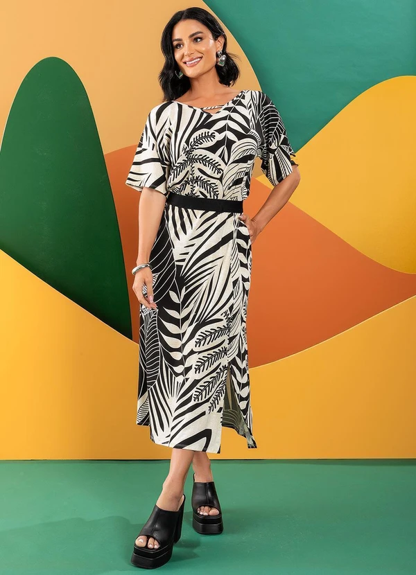 Quintess - Saia Folhagem Linho em Malha de Viscose 8