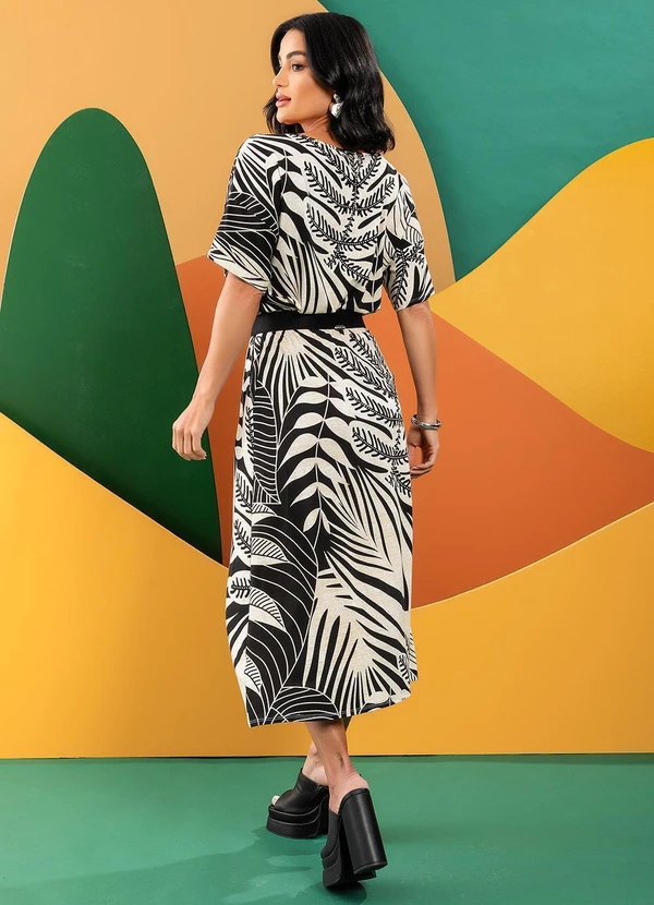 Quintess - Saia Folhagem Linho em Malha de Viscose 9