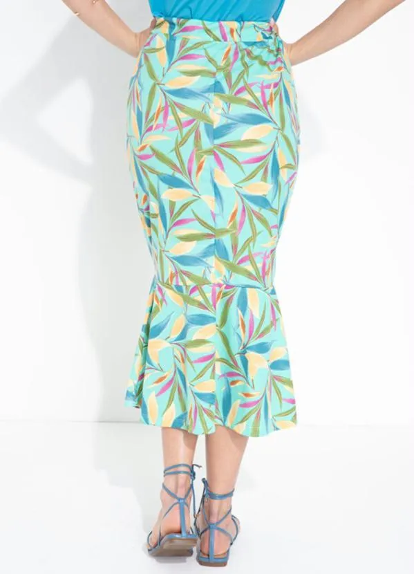 Queima Estoque - Saia Folhagem Verde Babado 2