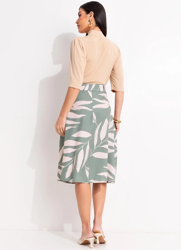 Quintess - Saia Folhagem Verde em Tecido Plano Creponado 2