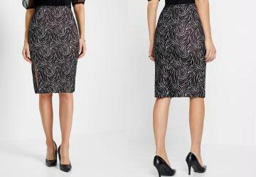 Saia Folhas Abstrato em Crepe Plano