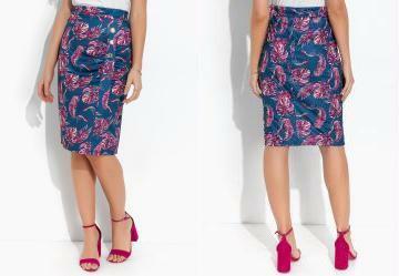 Saia Folhas Marinho com Bot�es