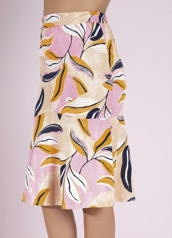 Saia (Folhas Rosa) com Babado Moda Evanglica