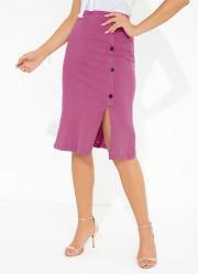 Saia Fcsia com Fenda e Botes Decorativos