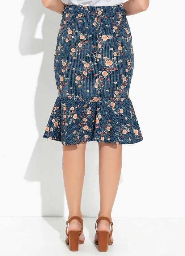 Rosalie - Saia Geométrica Azul com Peplum 2