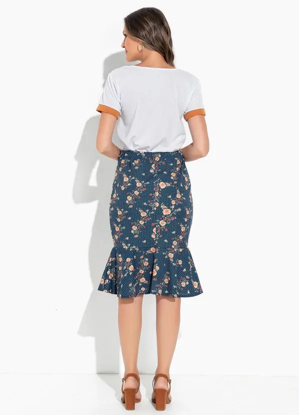 Rosalie - Saia Geométrica Azul com Peplum 4