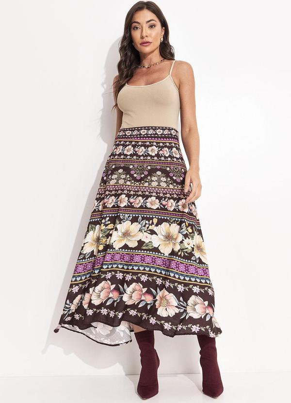 Farm - Saia Godê Flori Marrom 3