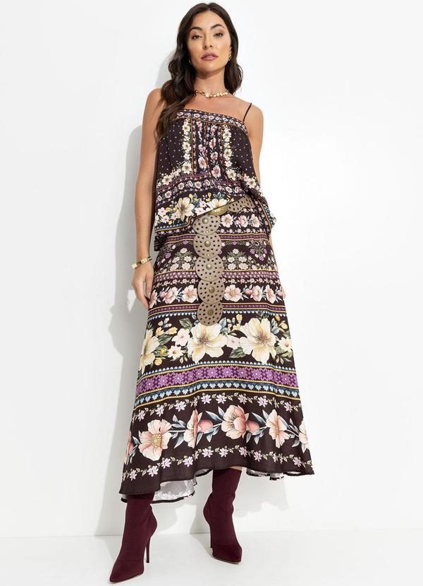 Farm - Saia Godê Flori Marrom 8