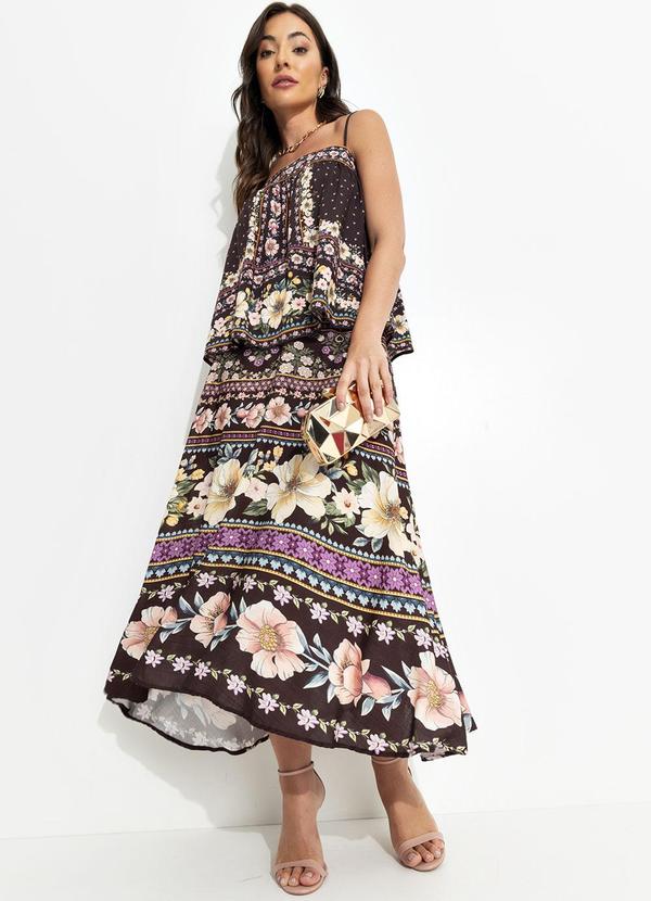 Farm - Saia Godê Flori Marrom 9