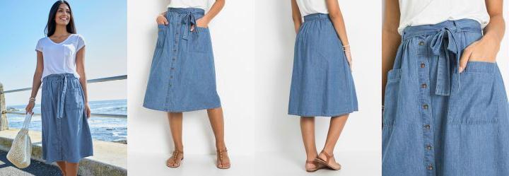 Saia Jeans com Amarrao Azul Mdio