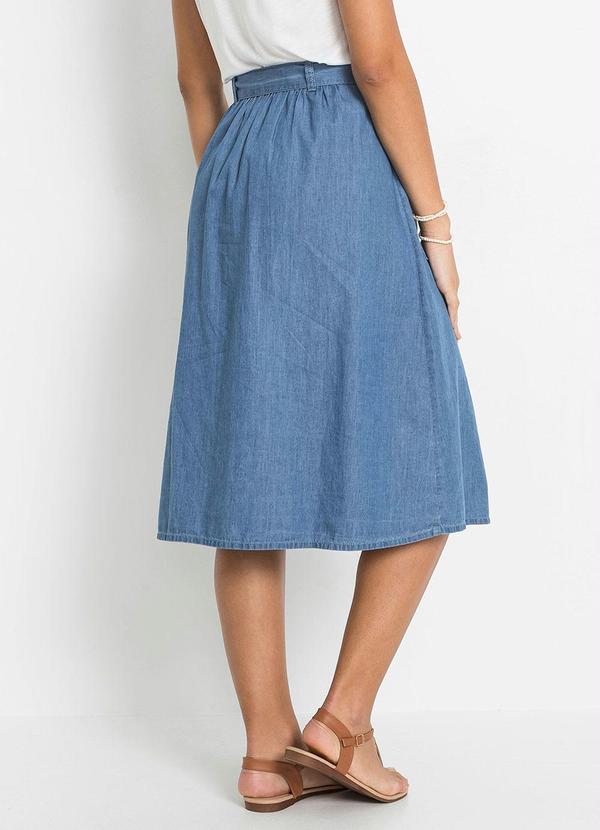 bonprix - Saia Jeans com Amarração Azul Médio 2