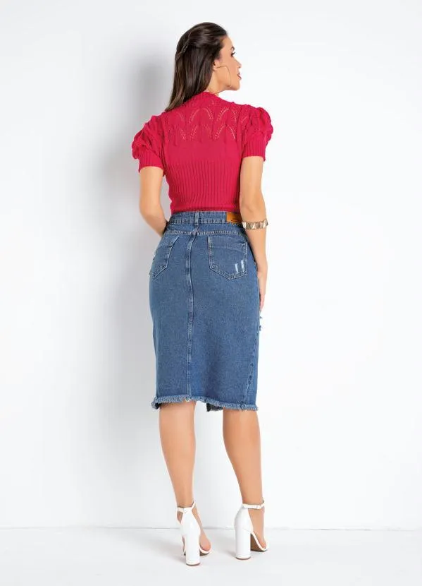 Sawary Jeans - Saia Jeans com Bolsos Sawary 4