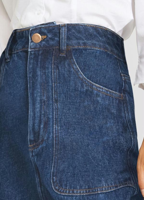 bonprix - Saia Jeans com Fenda Azul Escuro 3