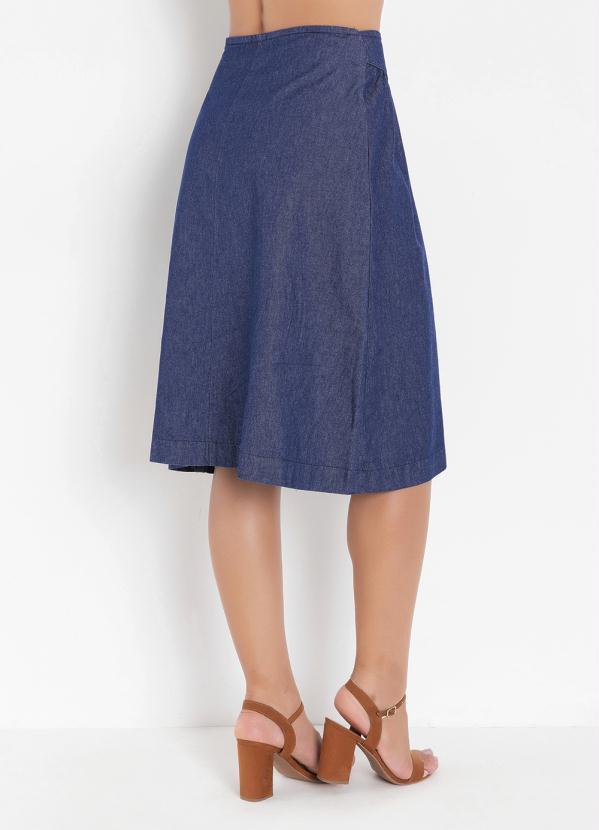 Outlet - Saia Jeans Marinho com Zíper Moda Evangélica 2
