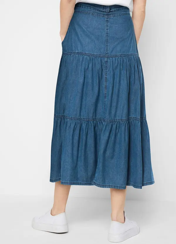 bonprix - Saia Jeans Médio em Jeans de Algodão. 2