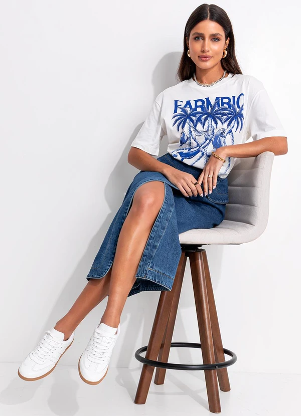 Farm - Saia Jeans Midi Azul 5