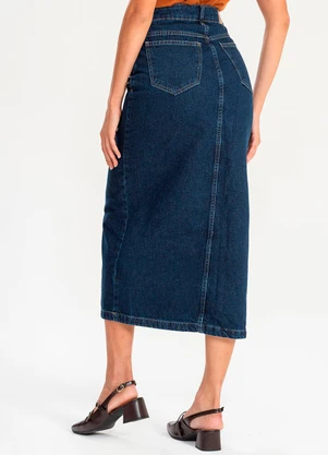 Meu Jeans - Saia Jeans Midi Noah Jeans Escuro Azul - MEU JEANS