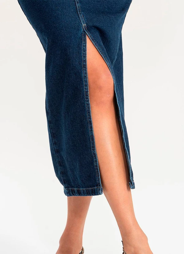 Meu Jeans - Saia Jeans Midi Noah Jeans Escuro Azul 5