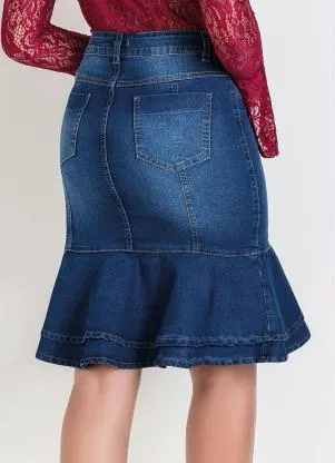 Rosalie - Saia Jeans  com Babados - ROSALIE