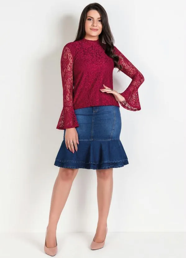 Rosalie - Saia Jeans com Babados 4