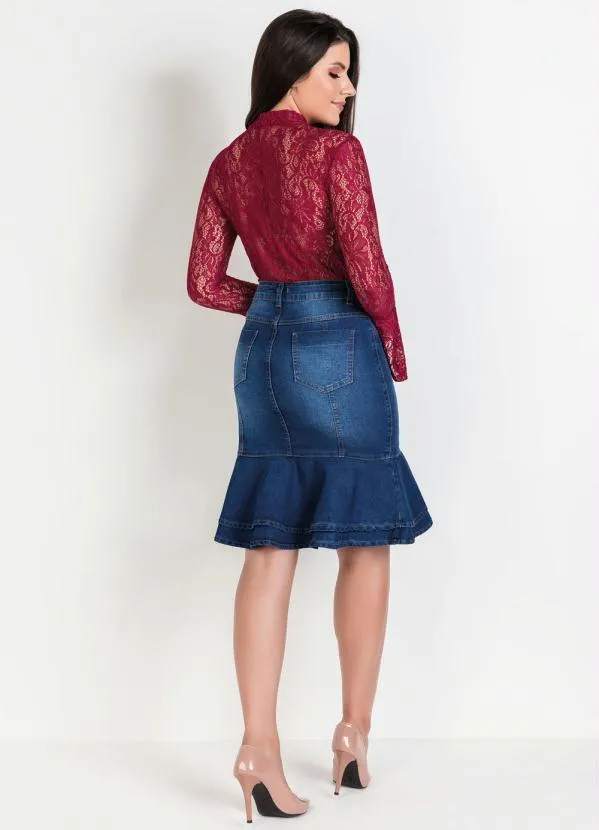 Rosalie - Saia Jeans com Babados 5