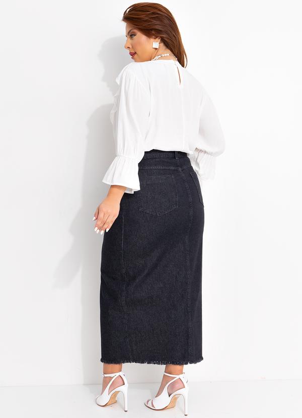 Quintess - Saia Jeans Preto em Jeans 11