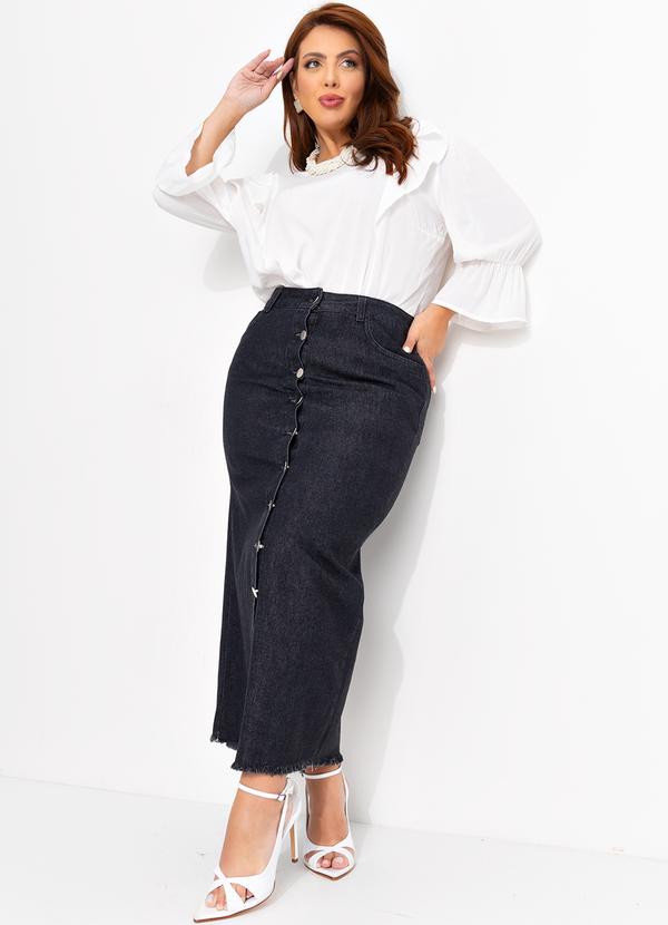 Quintess - Saia Jeans Preto em Jeans 13