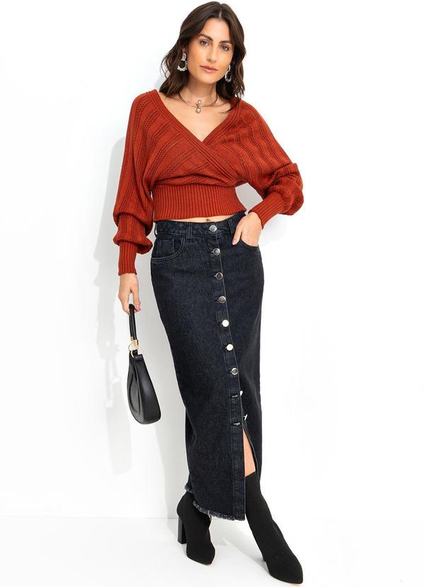 Quintess - Saia Jeans Preto em Jeans 3