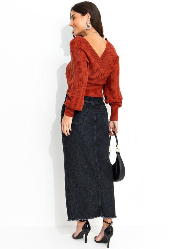 Quintess - Saia Jeans Preto em Jeans 4