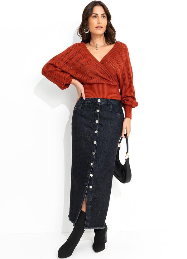 Quintess - Saia Jeans Preto em Jeans 5