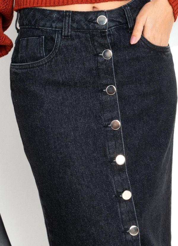 Quintess - Saia Jeans Preto em Jeans 7