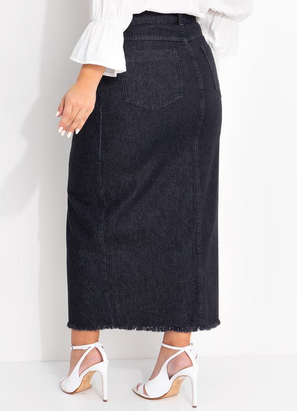 Quintess - Saia Jeans Preto em Jeans 9
