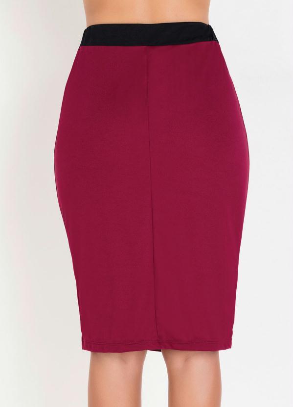 Rosalie - Saia Lápis Bordô Moda Evangélica 6