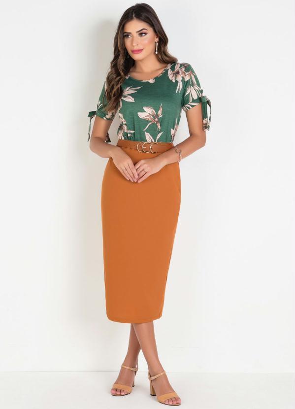 Outlet - Saia Lápis Caramelo Moda Evangélica 3