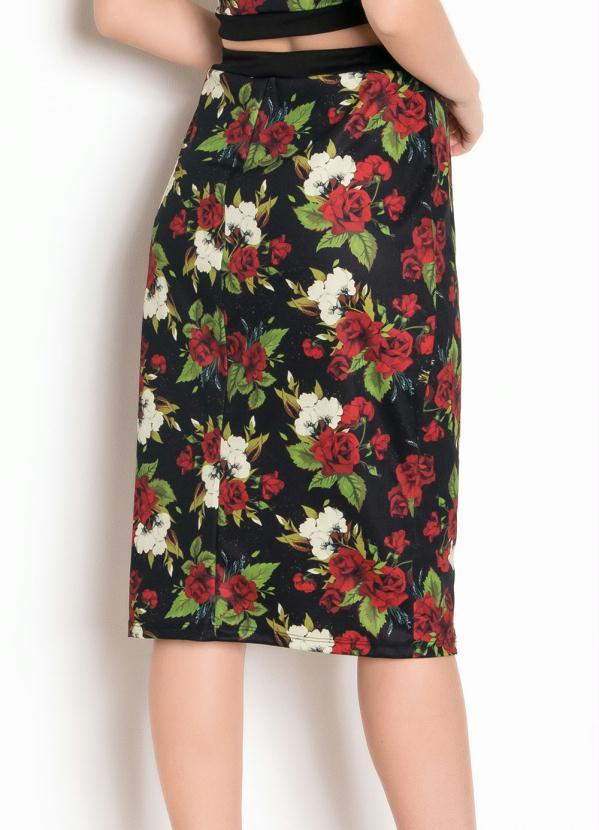 Outlet - Saia Lápis Floral Dark 2