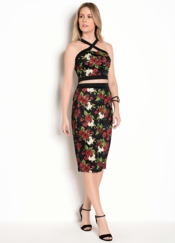 Outlet - Saia Lápis Floral Dark 3