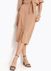 Saia Lpis Marrom Claro em Linho