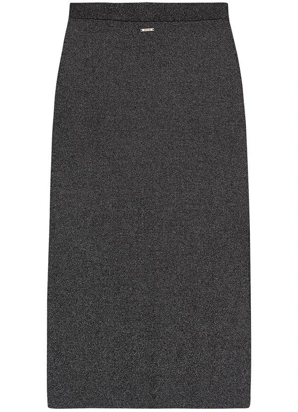 Enfim - Saia Lápis Midi em Tricô Metalizado Preto 4