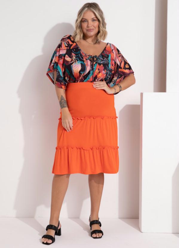 Outlet - Saia Laranja com Recorte Sobreposto 9