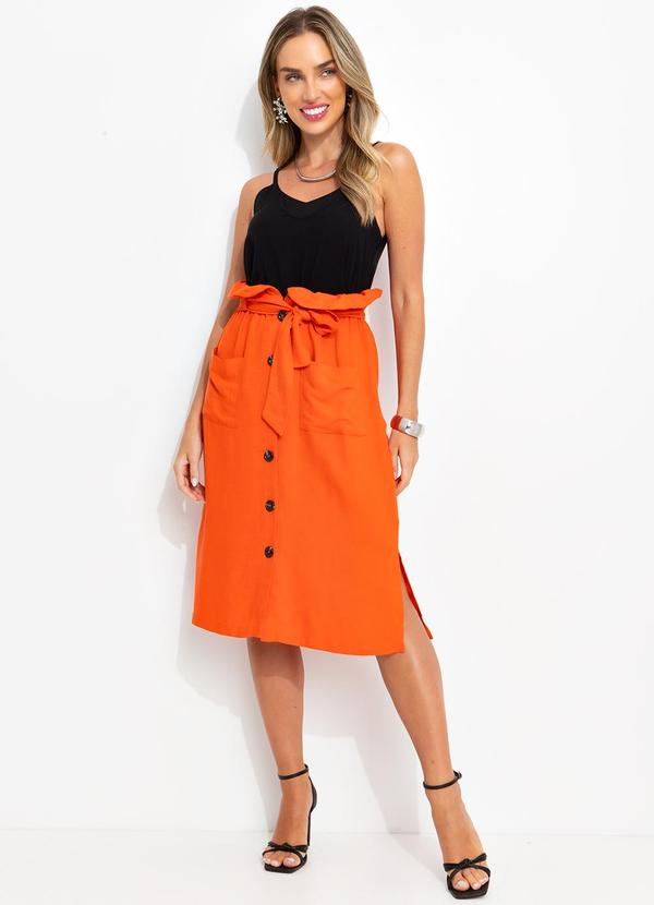 Bimini - Saia Laranja em Linho 3