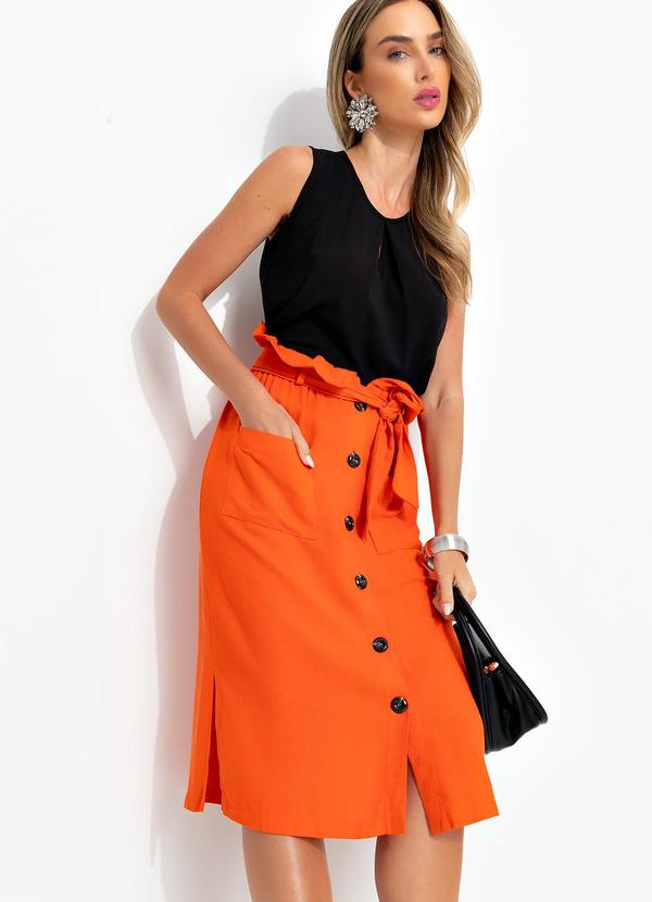 Bimini - Saia Laranja em Linho 6