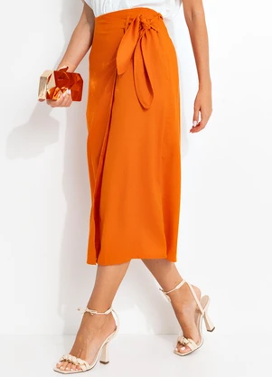 Quintess - Saia Laranja Escuro em Linho - QUINTESS