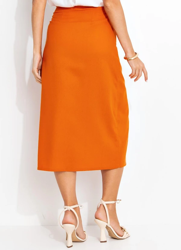 Quintess - Saia Laranja Escuro em Linho 2