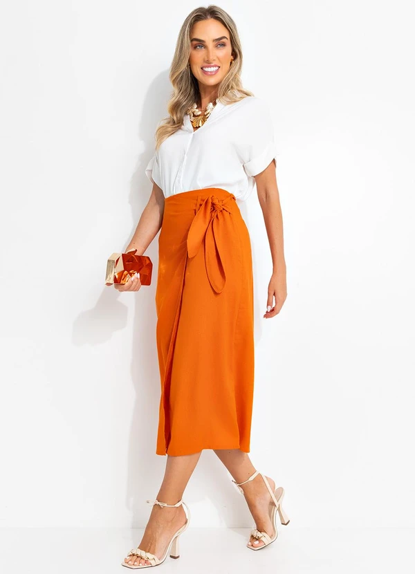 Quintess - Saia Laranja Escuro em Linho 3