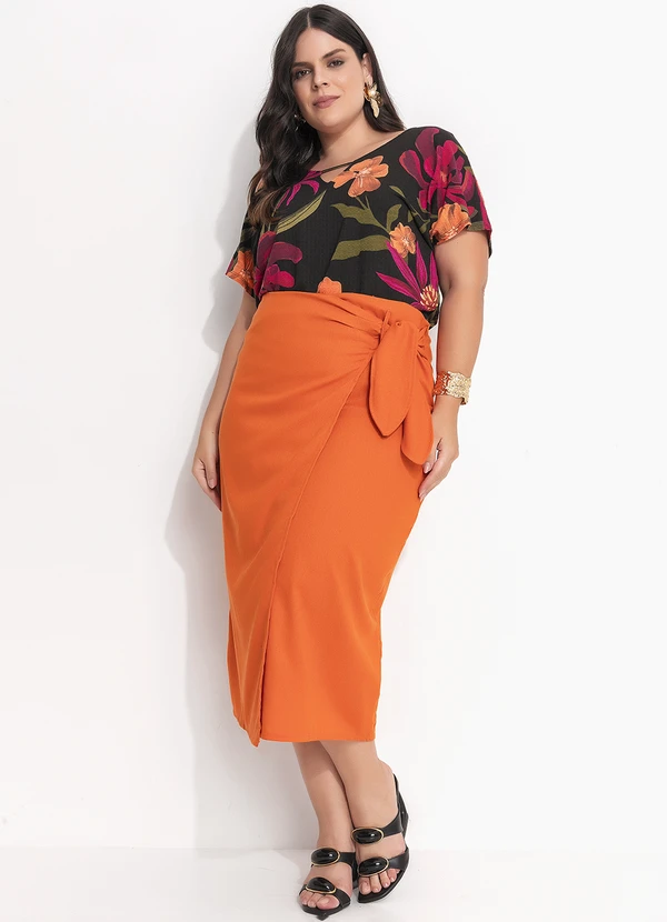 Quintess - Saia Laranja Escuro em Linho 9