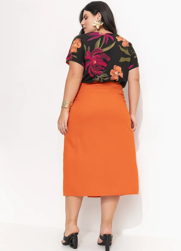 Quintess - Saia Laranja Escuro em Linho 10